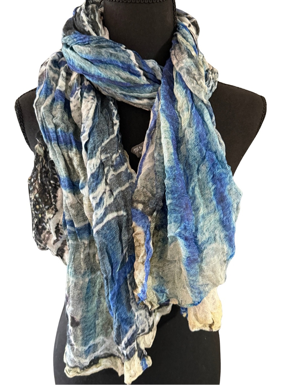 Source Unknown Blue Multi-Tone Striped Lightweight Women's Scarf